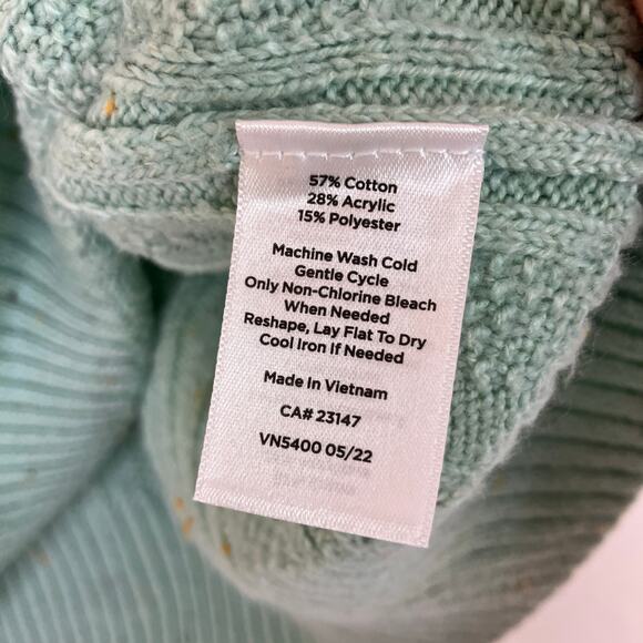 Talbots | Mint Confetti Sweater Cowl Neck Cotton Blend Womens Medium Petite - Picture 4 of 5